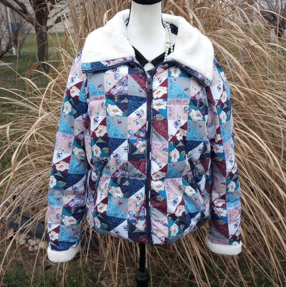 Levi's Floral Patchwork Sherpa Puffer Coat